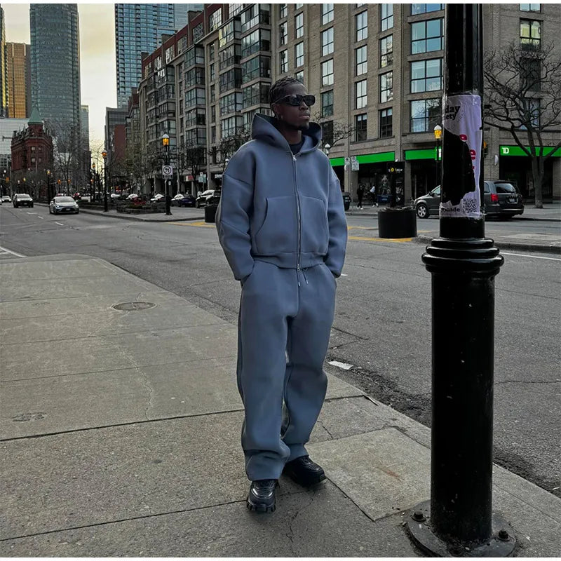 Oversized Minimalist Blue Hoodie